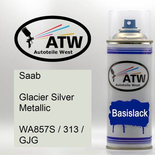 Saab, Glacier Silver Metallic, WA857S / 313 / GJG: 400ml Sprühdose, von ATW Autoteile West.